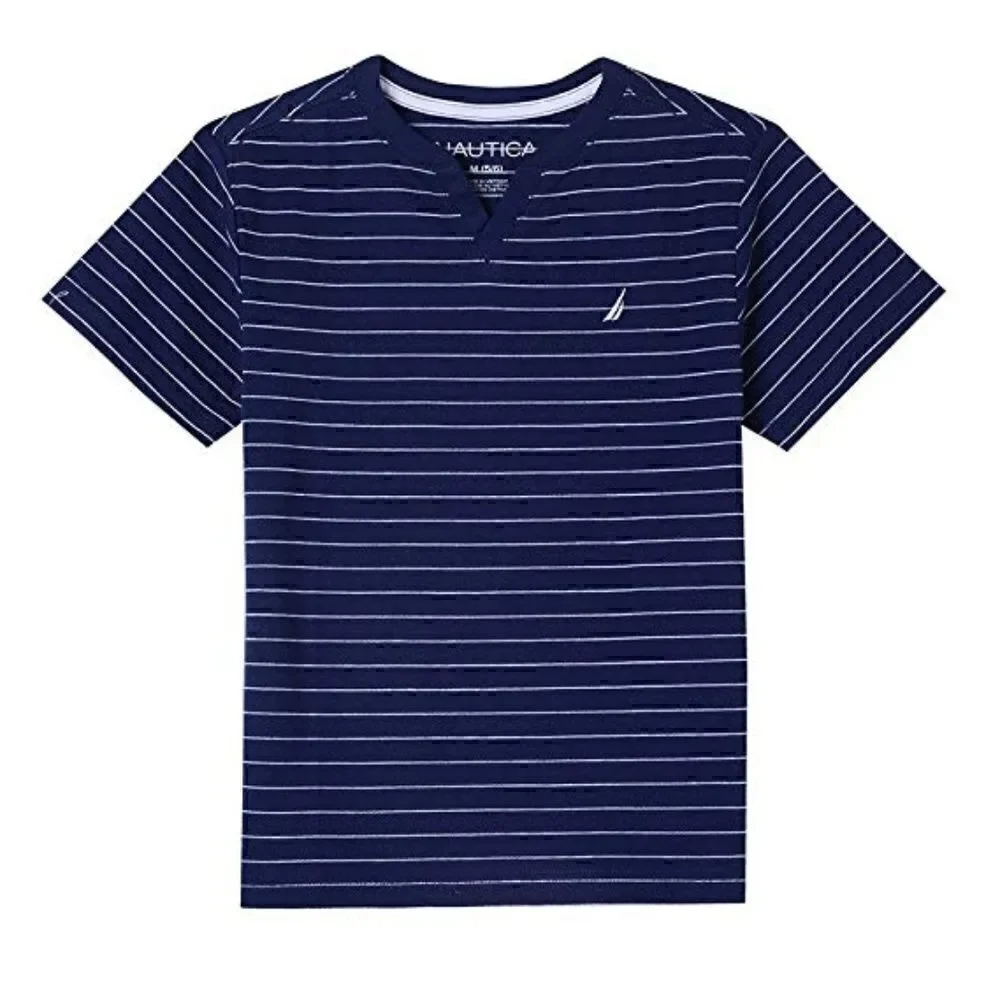 Nautica Boys' Short Sleeve Striped V-Neck T-Shirt